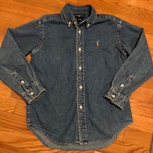 Ralph Lauren, long sleeve denim collared shirt, size 7 great condition.